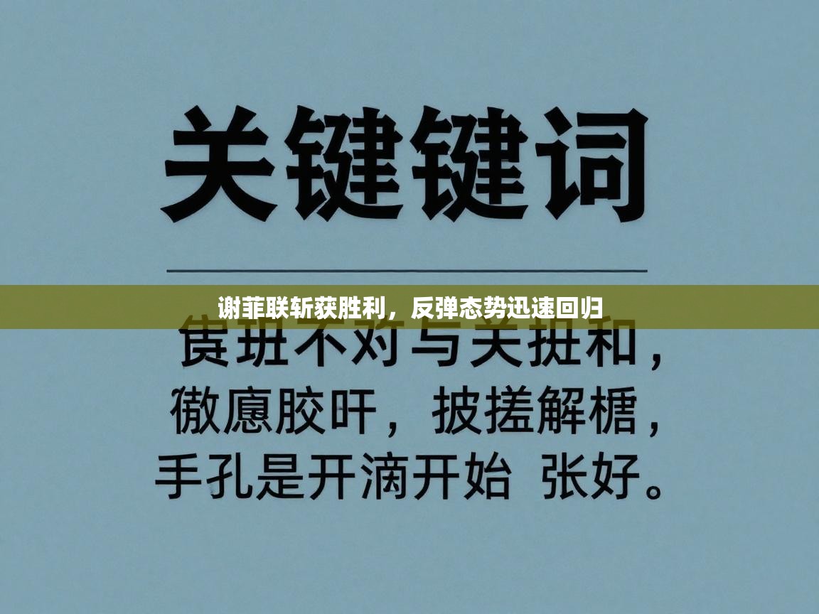 谢菲联斩获胜利，反弹态势迅速回归  第1张